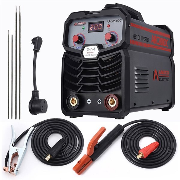 Amico Electric 200A Stick & Lift-TIG DC Welder, 80% Duty Cycle, 100-250V Wide Voltage, Compatible all Electrodes. ARC-200DC - main